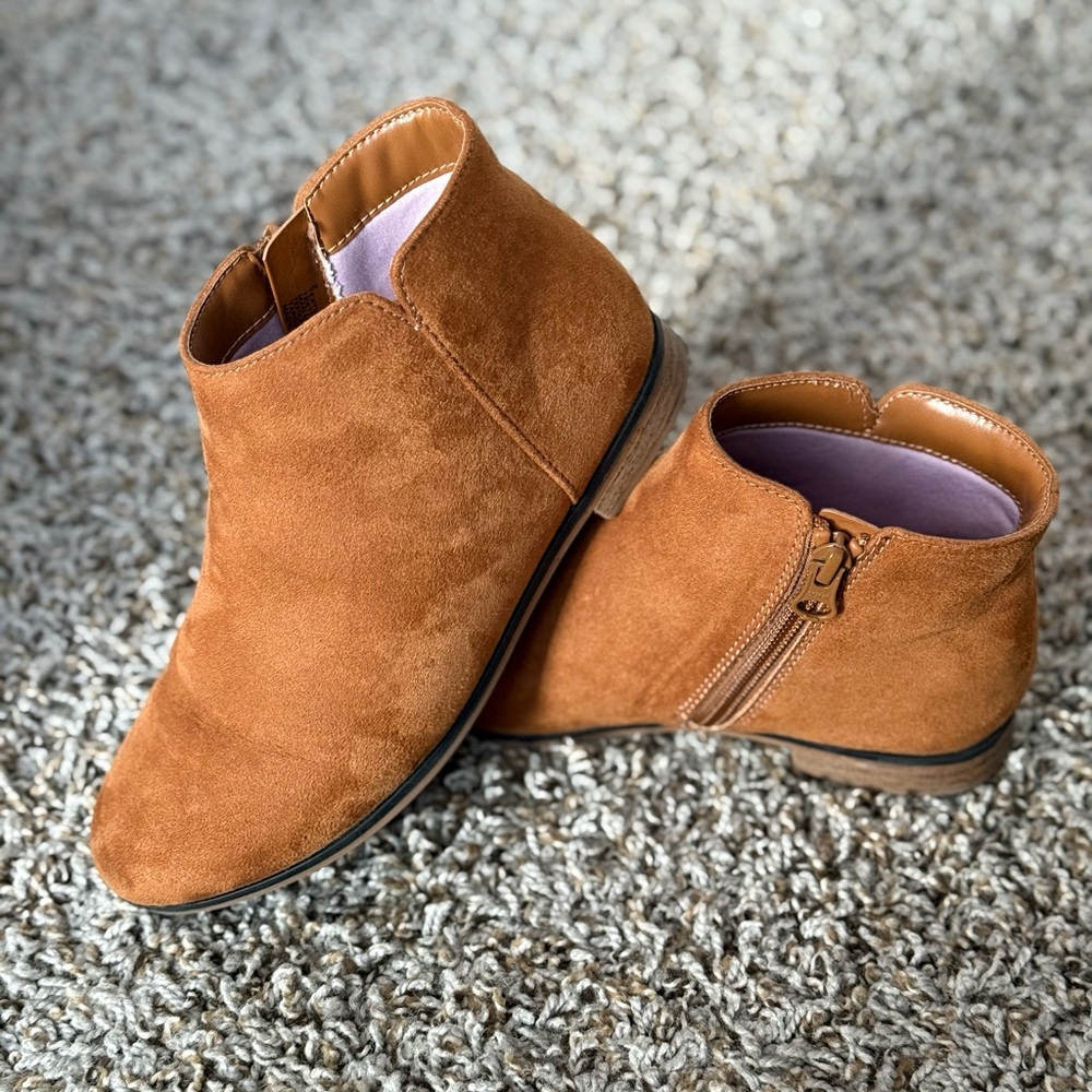 Kids Suede Ankle Booties in Tan - Picture 3 of 7